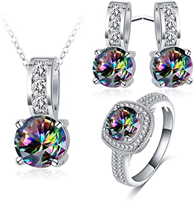 Amazon.com: KnSam Jewelery Set Women's Gold Plated Earrings Ring .