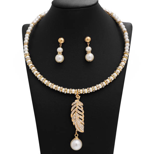 MINHIN High Grade Pearl Costume Jewelery Sets for Women Rhinestone .