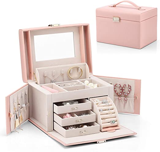 Amazon.com: Vlando Jewelry Box, Faux Leather Medium Jewelry .