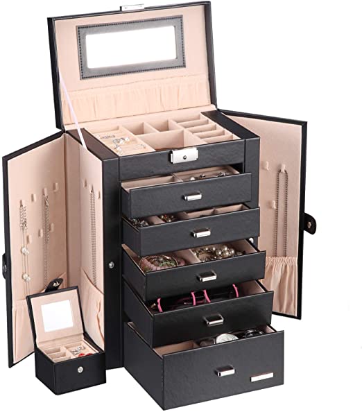 Amazon.com: Homde 2 in 1 Huge Jewelry Box/Organizer/Case Faux .