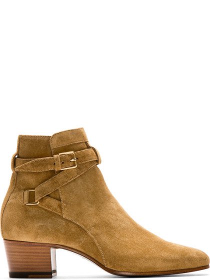 Saint Laurent Blake Jodhpur Suede Ankle Boots, Tan In Chesnut .