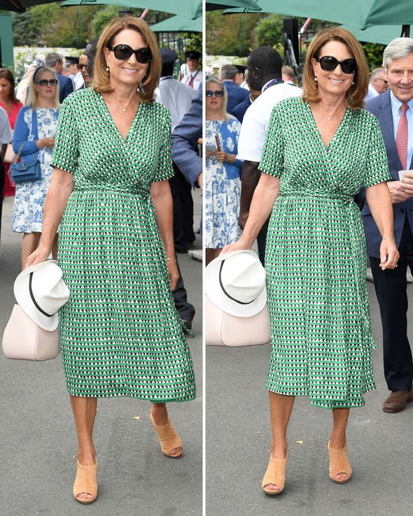 Carole Middleton style: Kate Middleton's mum wears a green midi .