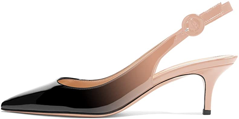 Amazon.com | IMOSHINE Women's Pointed Toe Slingback Kitten Heels .
