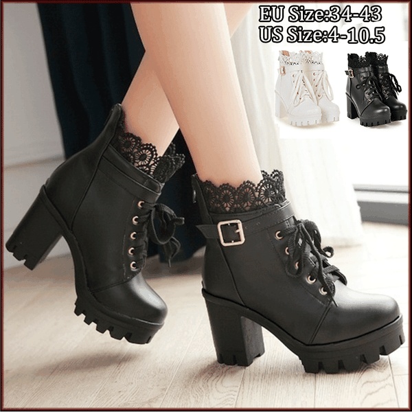 Autumn and Winter New Fashion Women's Thick High Heel Ankle Boots .