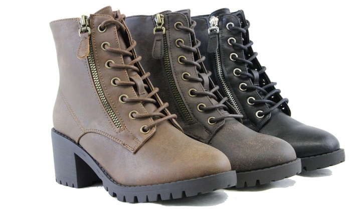 Up To 66% Off on Women Combat Ankle Boots Chun... | Groupon Goo