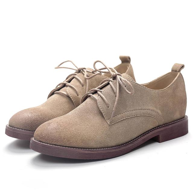 Retro Oxford Shoes for Women Genuine Leather Shoes Woman Lace up .