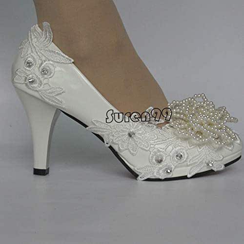 Amazon.com: White Round Toe rhinestone lace ladies shoes women .