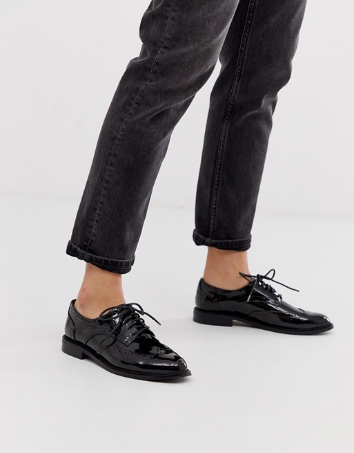 ASOS DESIGN More flat lace up shoes in black | AS