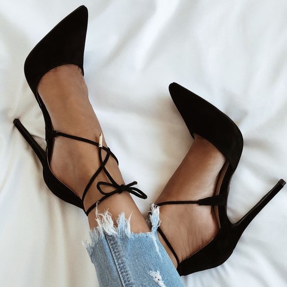 Black Lace-up Heels Women Shoes, FS116 · FashionGirlShoes · Online .