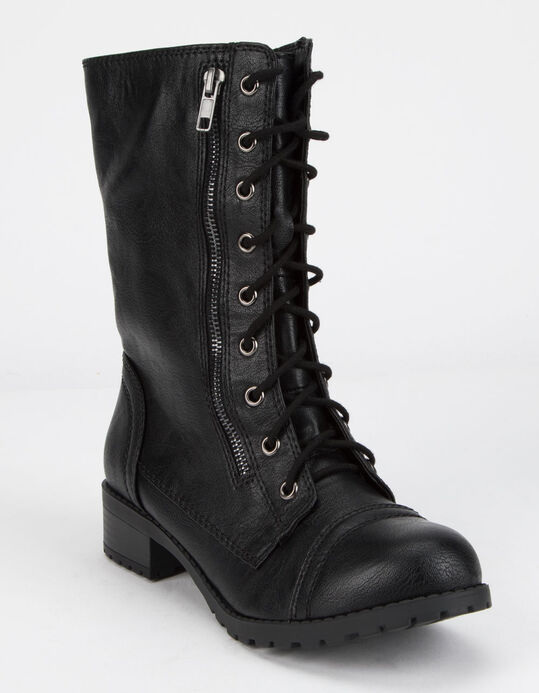 SODA Lace Up Black Womens Combat Boots - BLACK - 354431100 | Till