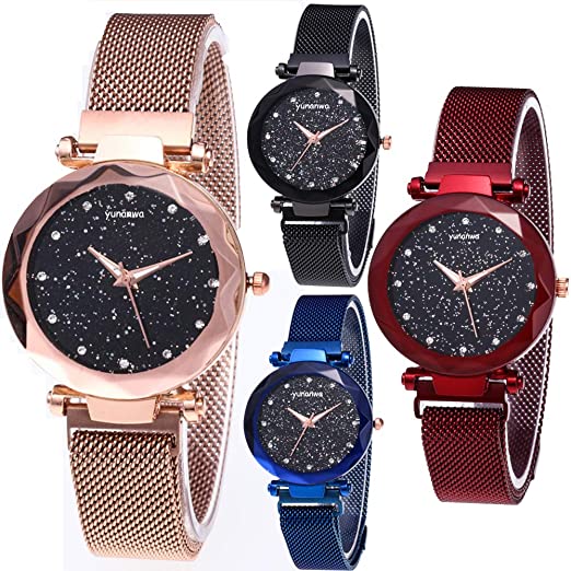 Amazon.com: yunanwa 4 Pack Women Ladies Watches, Starry Sky Magnet .