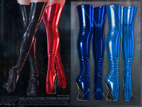 Second Life Marketplace - A&Y Aglaya Latex Cyber Boots - Bl