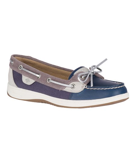 Sperry Top-Sider Navy & Gray Corduroy Angelfish Leather Boat Shoe .