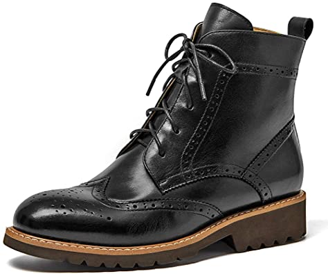 Amazon.com | Beau Today Brogue Boots Women Leather Shoes Ankle .