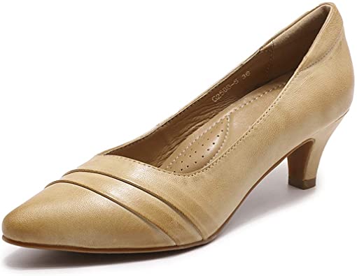 Amazon.com | Mona flying Women's Leather Pumps Dress Shoes High .