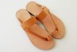 Women Toe Ring Sandals in Brown With Leather Stripe- Handmade .
