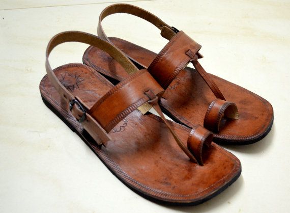 Moroccan Inspired Sling Back Leather Sandals-Handmade Sandals .