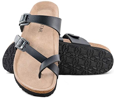 Amazon.com | Mayari Leather Sandals, Adjustable Flat Casual .
