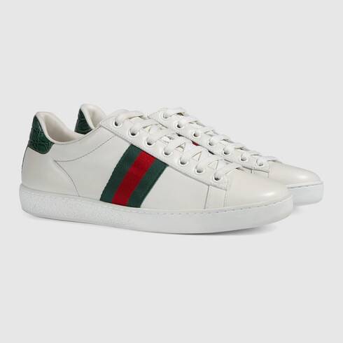 Women's Ace Sneaker White Leather With Green & Red Web | GUCCI®