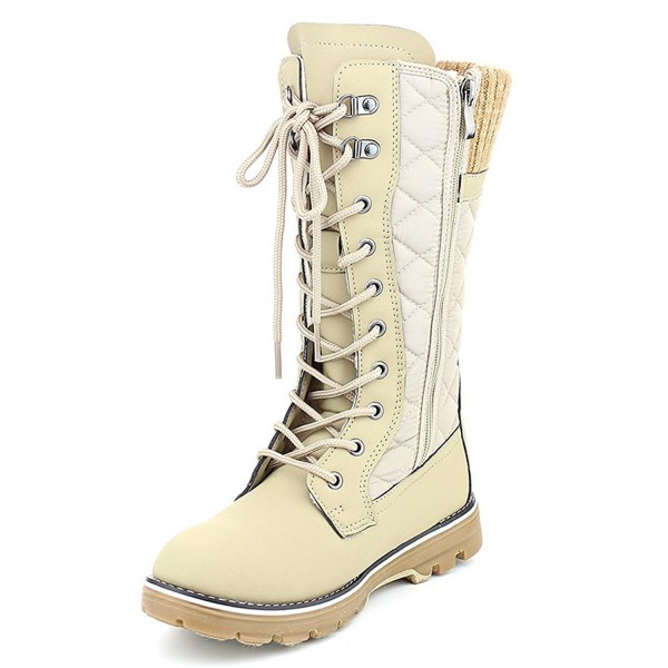 Polar-01 Women's Tall Winter Fur Lined Warm Snow Boots - Taupe .