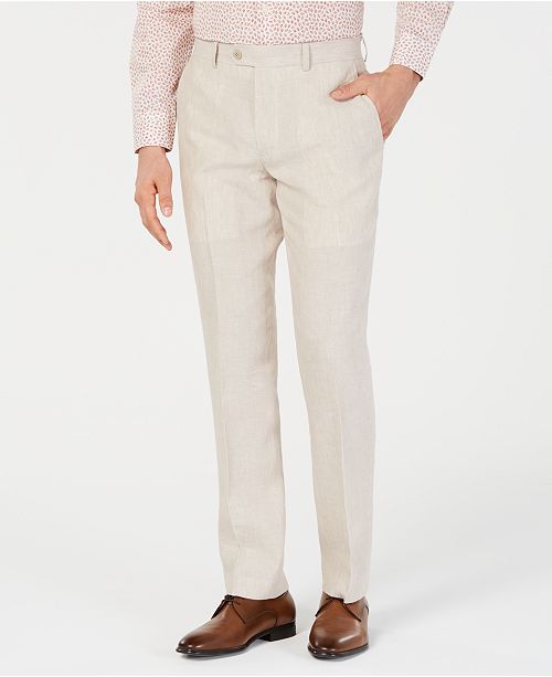 Bar III Men's Slim-Fit Linen Tan Suit Pants, Created for Macy's .