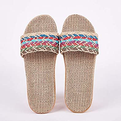 Amazon.com | Women's Linen Slippers Sandals Summer Comfortable Non .