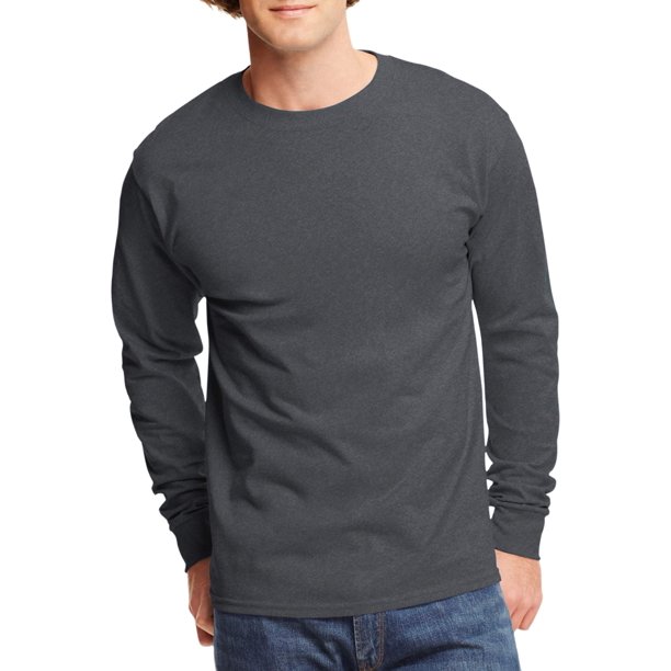 Hanes - Hanes Men's and Big Men's Tagless Long Sleeve Tee, Up To .