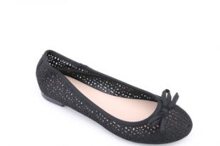 Simple stylish black ladies low cut ballet women flat suede shoes .