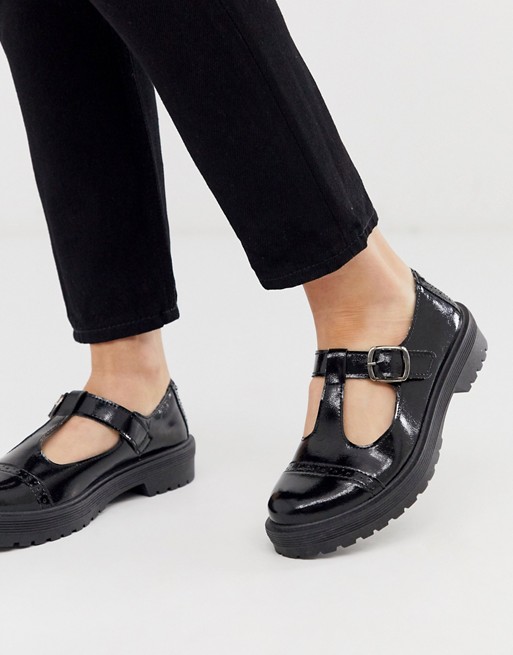 ASOS DESIGN Madrid chunky mary jane flat shoes in black | AS