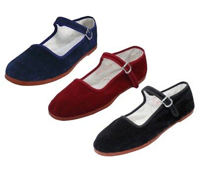 Women's Chinese Classic Mary Jane Velvet Shoes Blue Maroon Black .