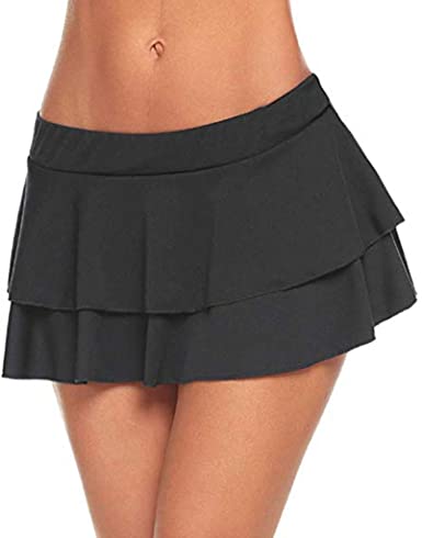 Amazon.com: Women Short Skirt Sexy Solid Pleated Mini Skirt High .