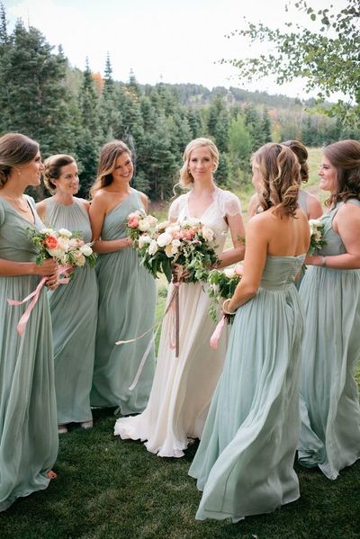 Mismatched bridesmaid dresses, chiffon bridesmaid dresses, elegant .