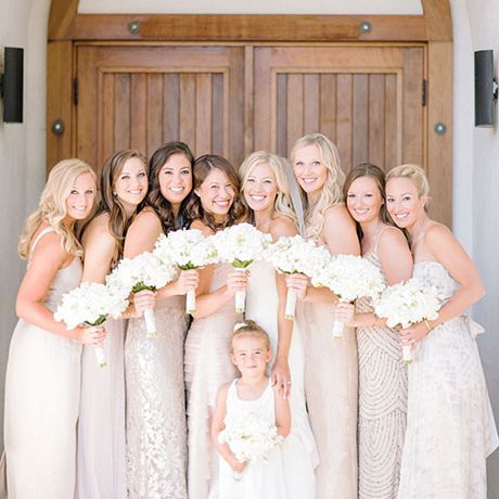 Mismatched Bridesmaid Dresses from Real Weddin