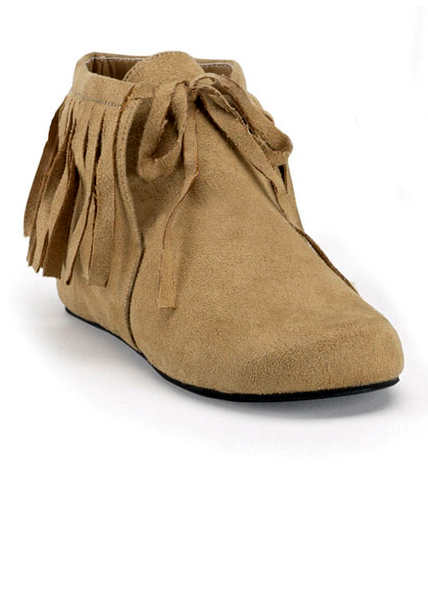 Women'sTan Fringed Indian Moccasins - Candy Apple Costum