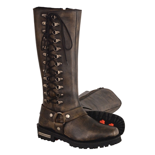 Milwaukee Leather Ladies Motorcycle Boots - Distressed Bro