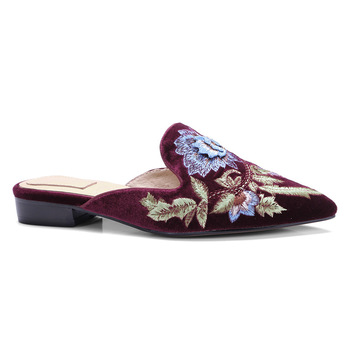 Vintage Style Women Mules Pointed Toe Flora Embroidered Mule For .