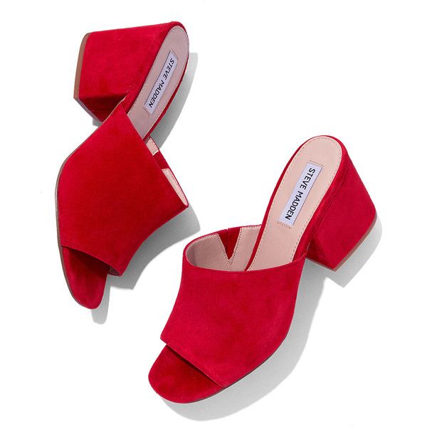 Steve Madden Red Dalis Mule ($90) ❤ liked on Polyvore featuring .
