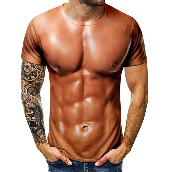 Mens T Shirt Summer Funny Body Muscle T Shirt Camisetas Hombre 3D .