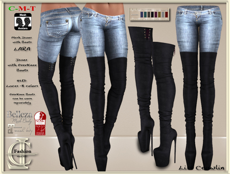 Second Life Marketplace - .:LC:. Lara Jeans with OverKnee Boots .