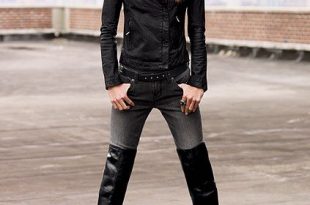 black overknee boots, black jacket by Vic Torre, via Flickr .