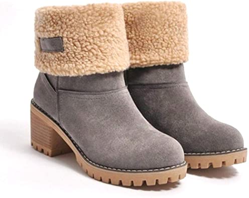 Amazon.com | Lioder Women's Ankle Boots Slip Warm Padded High Heel .