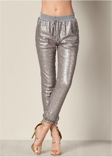 Silver Sequin Jogger Pants | Trends | Venus | Sequin jogger .