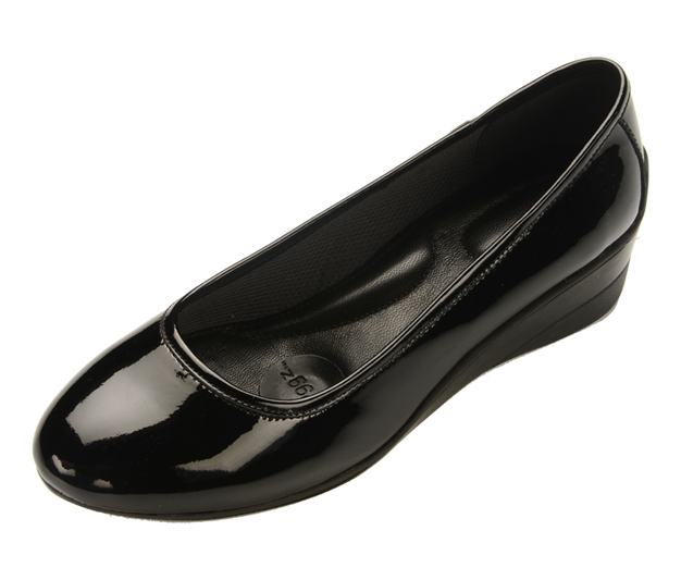 Womens Black Patent Leather Ballet Wedges - Shoes By Plugg