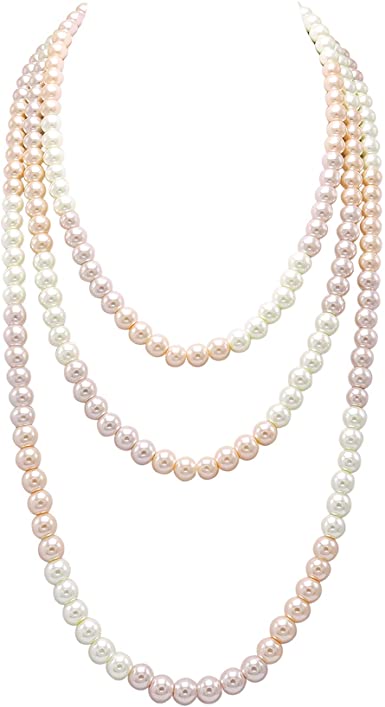 Amazon.com: So Pretty Long Pearl Necklace for Women Faux Pearl .