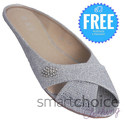 Ladies Flats Peep Toe Ballerinas Shoes Womens Diamante Ballet .