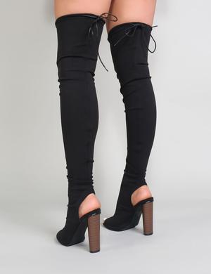 Sidney Peeptoe Sock Fit Boots in Black | Public Desire – Public .