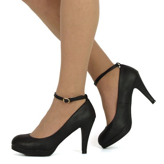 HIGH HEELS RIEMCHEN PUMPS IN SCHWARZ B9903 DAMEN SCHUHE NEU .