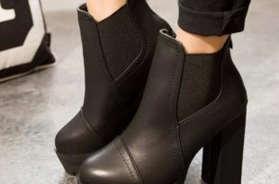 Buy Women Motorcycle Boots Black High Heels Boots Lacing Platform .