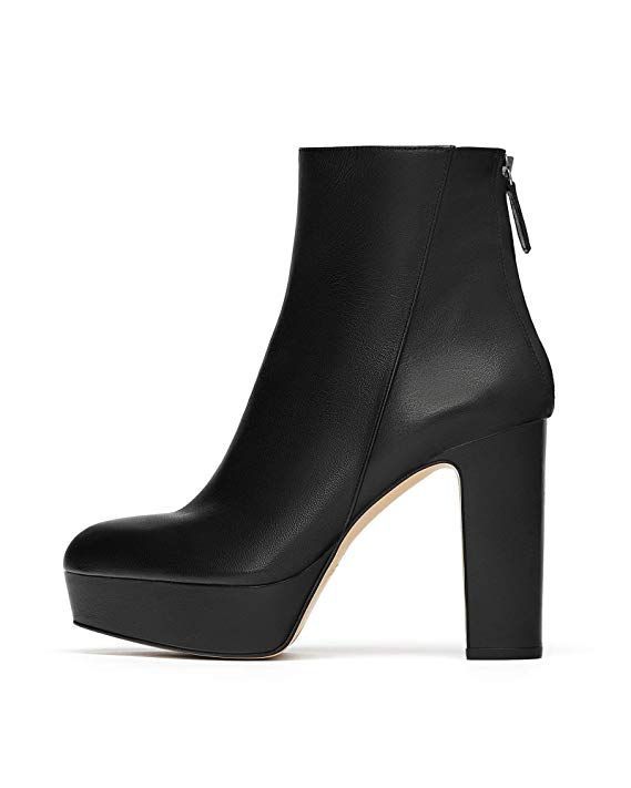Zara Women Leather high-heel platform ankle boots | Ankle boots .