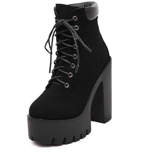 Gdgydh Fashion Spring Autumn Platform Ankle Boots Women Lace Up .